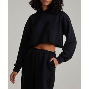 ชุดครอปมีฮู้ดถักสำหรับผู้หญิงชุดครอปแบบลำลองทันสมัยใส่สบายสำหรับทุกฤดู - Product Image 1