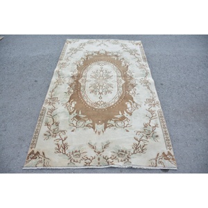 Alfombra Vintage de 4.2x7.2 pies, Alfombra Persa Turca Marrón - Product Image 1