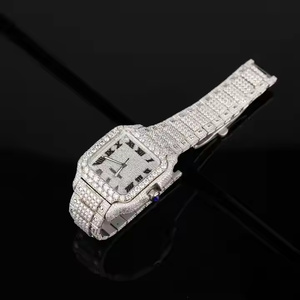 Montres en moissanite faites à la main en gros, testées au diamant, montres de luxe pour hommes, boîtier en acier inoxydable de haute qualité, céramique Shanghai - Product Image 4