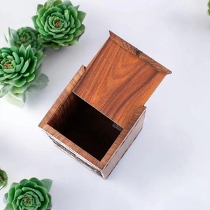 Caja de Urna de Madera Quemada Fractal Hecha a Mano, Urnas de Cremación Personalizadas con Grabado Libre de Incrustaciones Epoxi Azul para Cenizas Humanas - Product Image 5