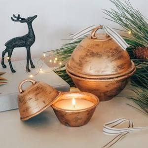 Pear Shaped Copper Finish Stainless Steel With <b>Leaf</b> Design Lid Candle Jar Home Decor Used Fruit Shape - Product Image 3