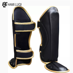 Protège-tibias noirs personnalisés en cuir PU de haute qualité de qualité supérieure pour adultes Protection Muay pour adultes - Product Image 3