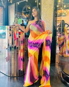 Georgette-Saree de alta calidad para bodas, nueva colección de diseñador exclusivo, suave, con secuencia de trabajo Laheriya, compras en línea - Product Image 6