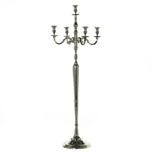 Mesa moderna centro de mesa para boda 5 brazos decorativos de alta calidad para decoración de eventos de Navidad cuadrado de Metal plateado personalizado - Product Image 1