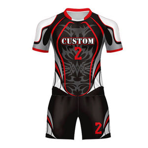 Conjunto de Uniforme de Rugby Personalizado Unisex Transpirable de Secado Rápido 100% Poliéster Ropa Deportiva Camisetas Pantalones Cortos Logotipo Personalizado Color Personalizado - Product Image 1