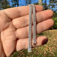 Bracelet Micro Prong Miami Cuban Link Moissanite en Argent, Bijou Hip Hop pour Homme, Accessoire Élégant, Éclat Brillant, Tendance, Certifié GRA
