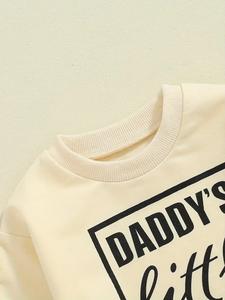 Ensemble de vêtements pour garçon en bas âge de haute qualité, teint en pièce, 100% coton, imprimé lettres, sweat-shirt à manches longues, pantalon uni - Product Image 3