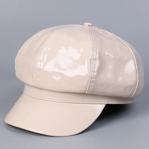 Sombrero de vendedor de periódicos de piel sintética sólida para mujer, boina plana, gorra de taxista, accesorio de moda de invierno para trajes informales - Product Image 4