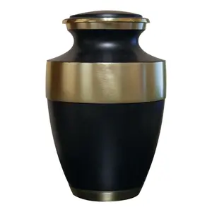 Urnas para Cenizas Humanas, Urna de Cremación Negra y Dorada Personalizada, Urna Conmemorativa para Adultos con Bolsa de Terciopelo y Personalización - Product Image 2