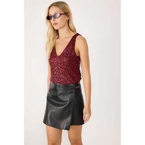 Blusa Casual con Lentejuelas, Cuello en V, Hombros Descubiertos y Logotipo Frontal, 100% Poliéster - Product Image 3