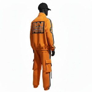 Conjunto Deportivo Informal con Capucha Unisex 100% Algodón, Diseño Sólido para Invierno, Ropa Deportiva Transpirable con Parches de PVC - Product Image 4