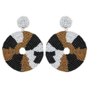 Pendientes de cuentas redondos hechos a mano para mujer, joyería colgante Bohemia colorida, accesorio de moda de declaración ligera, regalo - Product Image 1