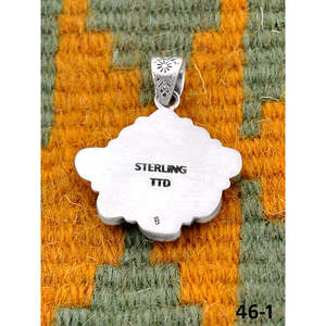 Pendentif en turquoise fait main du sud-ouest avec incrustation de Palomino Golden Hill et monture en argent sterling - Product Image 4