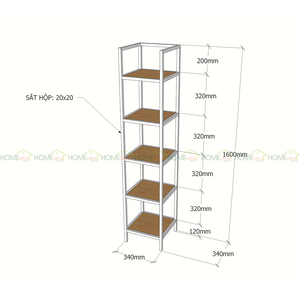 IShefl KTB68050 5-Tier Bookshelf Industrial Design with Iron Frame Rubberwood for Home Office or Living Room Kids Bookshelf - Product Image 6