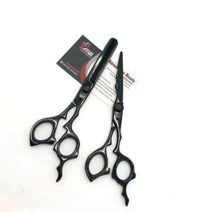 Ciseaux de coiffeur noirs antidérapants professionnels de 6 pouces en acier inoxydable tranchant pour la coupe de cheveux - Product Image 1