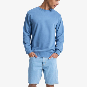 Suéter de hombre acanalado de cuello redondo de diseño personalizado Color sólido 100% algodón jersey personalizado estilo Streetwear sudadera para exteriores - Product Image 5