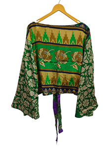 Vêtements de plage jupe haut maison porter court Sari soie cravate haut manches longues cadeau pour sa Robe courte - Product Image 5