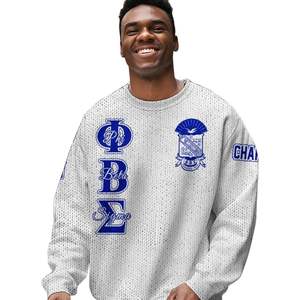 Phi Beta Sigma 1914 bleu blanc grec hiver respirant acrylique tricot Chenille lettres avant Sigma Beta fraternité vêtements pull - Product Image 5