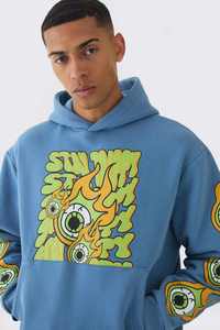 Conjunto Deportivo Personalizado de Alta Calidad con Estampado Puff, 100% Algodón, Informal, de 2 Piezas, Sudadera Corta Holgada y Pantalones Deportivos - Product Image 3