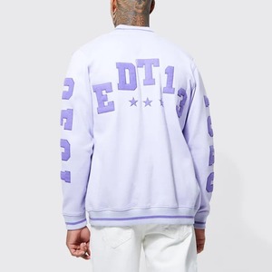 Chaquetas con bordado de grafiti de chenilla de lana universitaria de béisbol personalizadas para hombre, lona morada de alta calidad de talla grande - Product Image 2