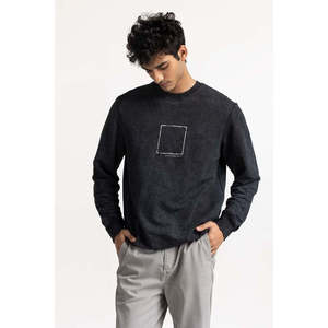 Sweat-shirt en coton tricoté noir avec broderie 3D en tissu éponge, pull décontracté de qualité supérieure à col rond, OEM ODM, marque privée, vente en gros - Product Image 6