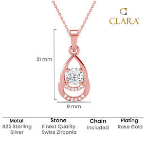Pendentif en argent sterling 925 en forme de goutte d'eau pour femmes et filles - Prêt à offrir - Sertissage à griffes - Product Image 5