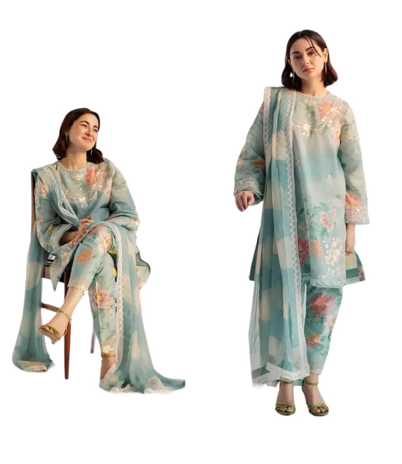 Trend ing Party Wear Indische pakistani sche Kleidung Rasen 3-teiliger Anzug Berühmtes asiatisches Kleid für Damen