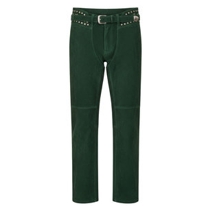 Pantalones de montar de cuero de gamuza estilo western con costuras duraderas y ajuste cómodo - Product Image 1