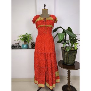 Women's Elegant Boho Style Floral Print <b>Dress</b> Free Size Floor-Length for Summer Beach Cottage Leisure Natural Breathable - Product Image 1