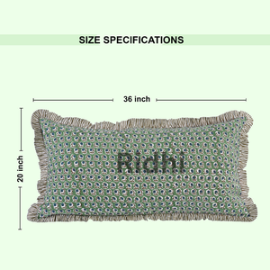 Housse de coussin lombaire à volants RIDHI 20x36" vert basilic, imprimé floral en coton fait main, amovible et lavable en machine - Product Image 6