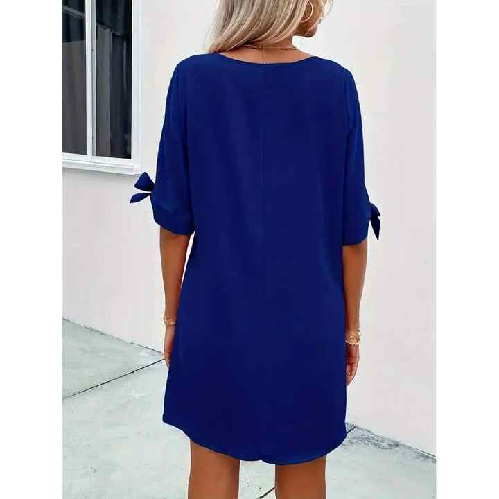 Women's Short Sleeve Sleeve Tie Detail Native Crepe Mini Dress