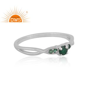 แหวนพลอยมรกตธรรมชาติสีเงินสเตอร์ลิง925ขายดีที่สุดผู้ผลิตเครื่องประดับแบบปรับแต่งได้ตามต้องการ - Product Image 3