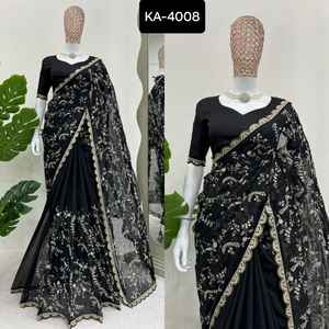 ชุดประจำชาติอินเดียใส่ส่าหรีผ้าไหมทริบบี้แบบหนาและโค้ดเสื้อเบลาส์ผ้าไหมแบบโมโน - Product Image 2