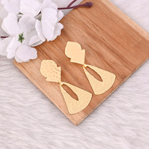 Handmade Designer Women Brass Gold Plated Stud Earring High Quality Brass Gold Plated Plain Stud Earrings Wholesale Manufacturer - Product Image 2