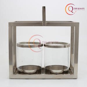 <b>Presenting</b> the Modern Minimalist Lantern with Sleek Metal Frame and Clear Glass Containers for Elegant Home Decor - Product Image 5