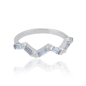 Unique design 925 sterling silver white topaz zig zag shape <b>ring</b> <b>for</b> ladies and <b>girl</b> - Product Image 5