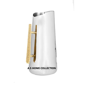 Tùy chỉnh thiết kế New Arrival kim loại trắng New Shape nước Pitcher với cây thiết kế vàng xử lý - Product Image 2