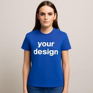Camiseta de verano de algodón vaquero liso con logotipo personalizado para mujer, cuello redondo, manga corta, OEM, proveedor mayorista, fabricante, muestra gratis - Product Image 3