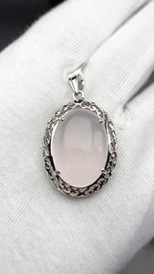Pendentif pour femme en argent sterling 925 avec pierre précieuse en quartz rose naturel Qualité AAA Design unique Occasion de fête - Product Image 3