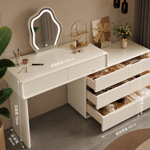 <strong>Dressing</strong> <strong>Table</strong> with Mirror Dresser for Bedroom Wood 6 Drawer Dresser for Bedroom <strong>Corner</strong> Makeup Vanity - Product Image 2