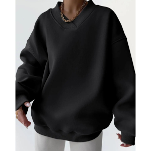 Sweat-shirt à capuche oversize pour femme, tendance 2025, en coton décontracté, col rond, épaules tombantes, style vintage, en molleton français, longueur longue - Product Image 1