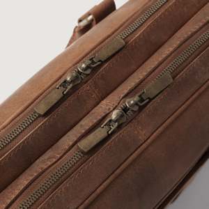 Preston Vintage Tan Genuine <b>Leather</b> Briefcase <b>Soft</b> Work/Office Messenger <b>Bag</b> with Zipper Closure Waterproof and Portable - Product Image 3