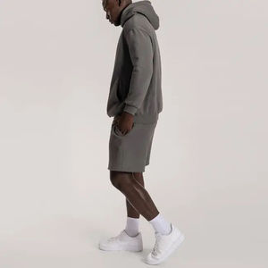 Custom Logo <b>Men's</b> Sport 2 Piece <b>Set</b> Fleece <b>Hoodies</b> <b>and</b> <b>Shorts</b> Hooded Pullover <b>Short</b> Joggers <b>Sets</b> - Product Image 4