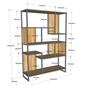 Estantería Decorativa de Estilo Industrial, Madera de Caucho Rústica con Estructura de Hierro para Almacenamiento de Libros en el Hogar, Oficina o Dormitorio - KS68184 - Product Image 6