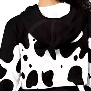 Sweat-shirt à capuche en molleton 100% coton pour femme KFHW04 avec impression personnalisée, haut court blanc, sweat-shirt à capuche d'hiver, col à capuche, vente en gros - Product Image 5