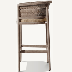 Un taburete de bar individual hecho de madera de teca de alta calidad con un estilo moderno y cojines estéticos y duraderos - Product Image 5