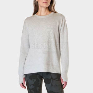 Sudaderas de palangre ajustadas para mujer, Jersey cómodo de algodón 100% para posición de logotipo frontal de invierno - Product Image 2