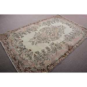 Vintage Large Rug, 5,5x8,7 ft Turkish Rug, <b>Brown</b> <b>Wool</b> Rug - Product Image 2