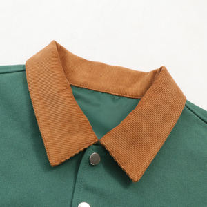 Chaqueta universitaria con mangas de cuero de contraste y chaqueta bomber de béisbol de cuerpo de mezcla de lana ropa de calle casual - Product Image 2