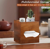 Boîte de rangement polyvalente en bois d'acacia organisateur de table de chevet de bureau avec couvercle de boîte à mouchoirs salle de bain bureau maison support décoratif